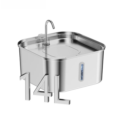 Stainless steel sink with faucet on a white background