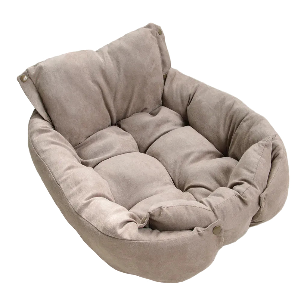 Brown pet bed on a white background