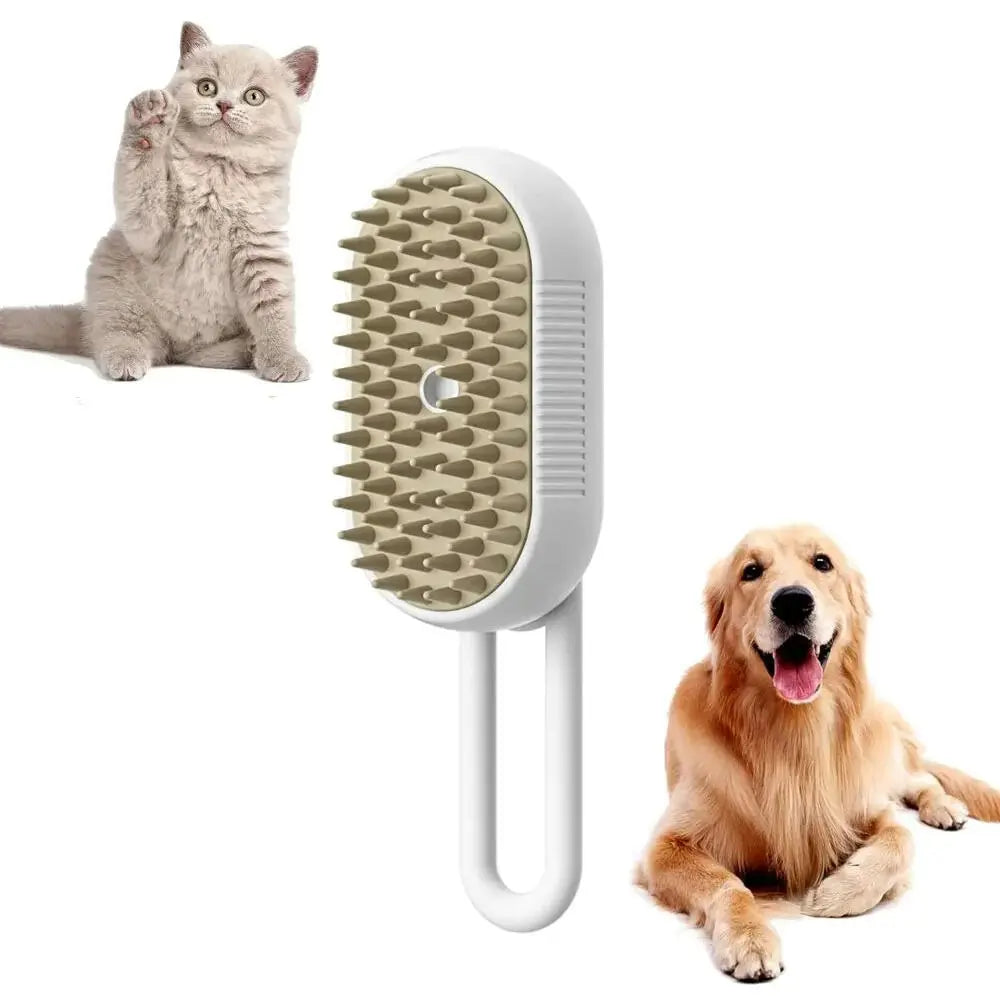 Pet grooming brush with a cat and dog on a white background