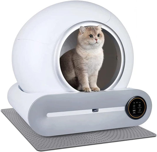 Pet product with a cat peeking out, featuring a white and gray design.