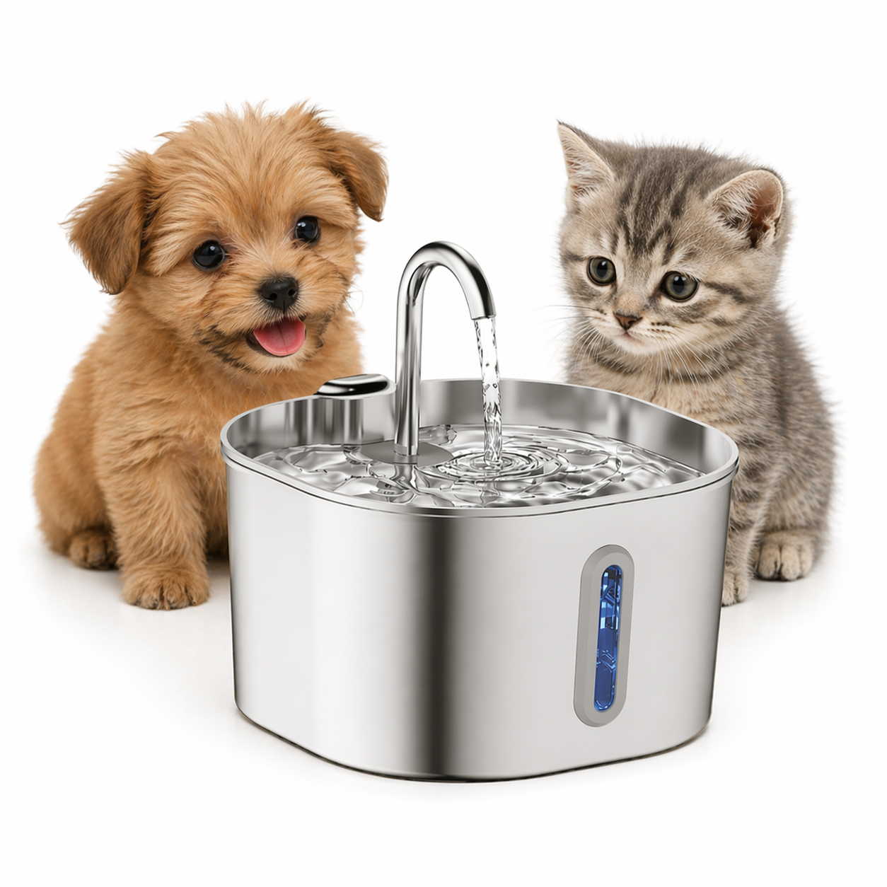 Stainless Steel Cat & Dog Water Fountain – 2.2L, Quiet & USB Powered