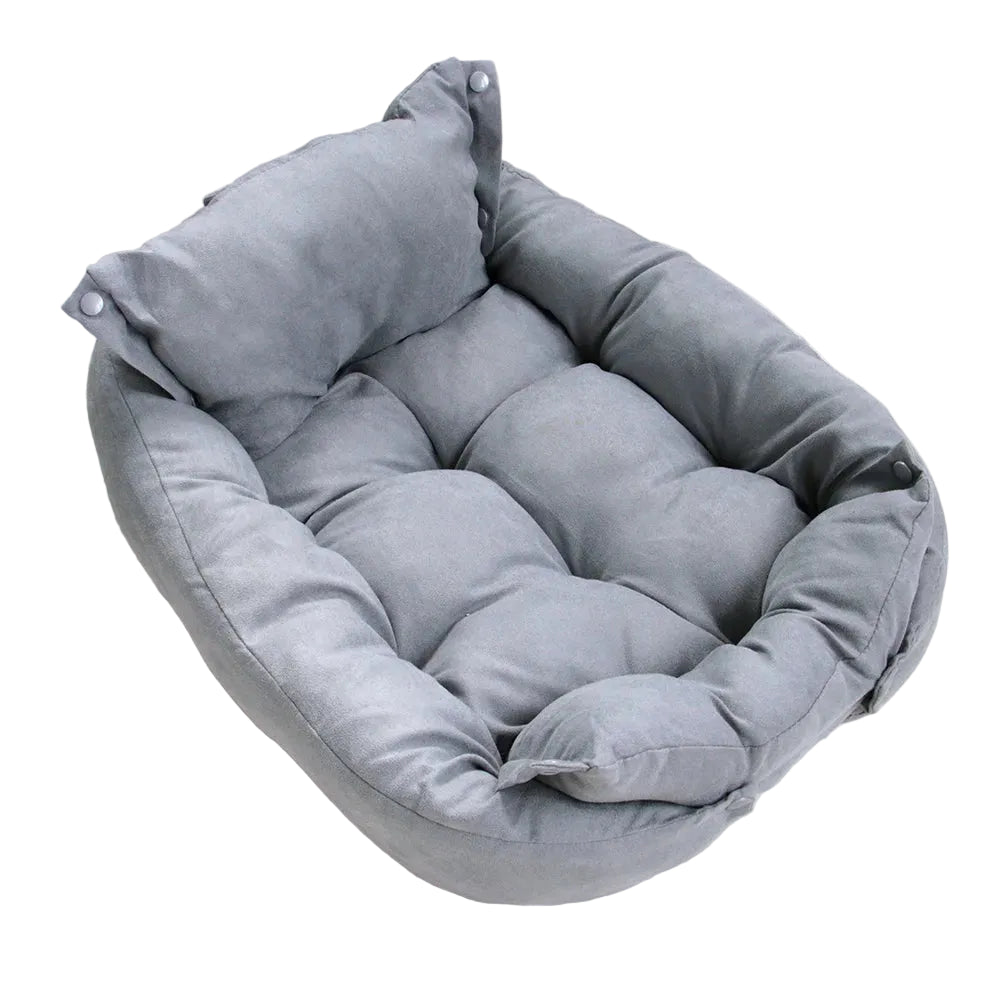 Grey pet bed on a white background