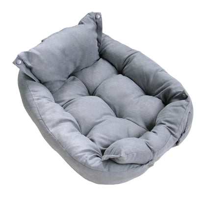 Grey pet bed on a white background