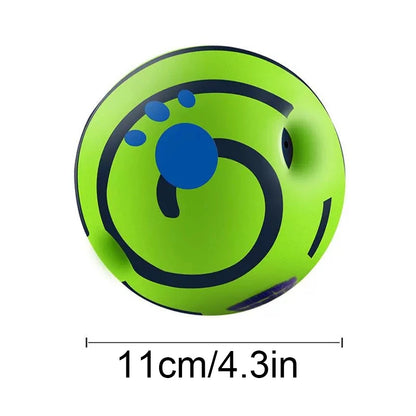 Green and blue ball with size measurement 11cm