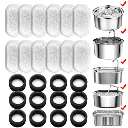 Collection of stainless steel filters and components with clear plastic parts.