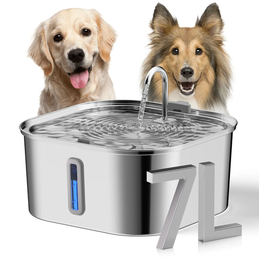 Stainless Steel Automatic Pet Water Fountain – 7L Ultra-Quiet USB Dispenser
