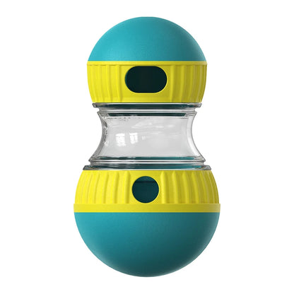 Spherical container with green and yellow design on a white background